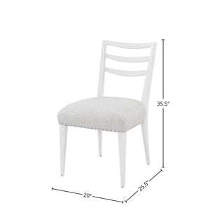 Sunvega White Finish Ladderback Side Dining Chair with Polyester Upholstered Seat Set of 2