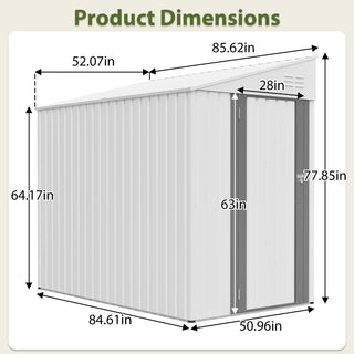 Sunvega 4x7 Foot Lean-To Shed in Olive Grey with Galvanized Steel and Lockable Double Door