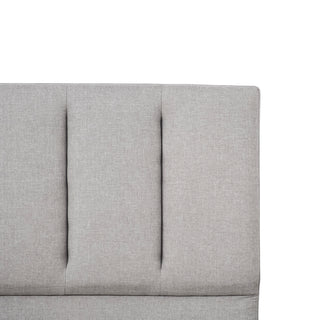 Sunvega Modern Channel Tufted Linen Stone Upholstered Full Size Platform Bed