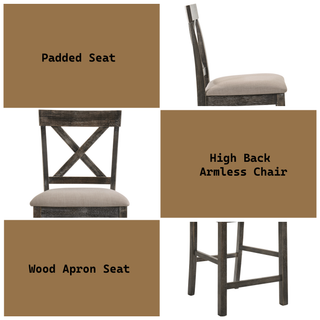 Sunvega Martha II Tan Linen Weathered Gray Finish Counter Height Chair Set of 2