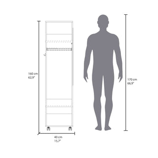 Sunvega 63 Inch Tall Wardrobe with Mirror Three Shelves and Hanging Rod