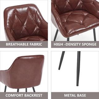 Sunvega Faux Leather Upholstered Dining Chairs Set of 2 with Armrests and Comfortable Cushion