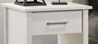 Sunvega White Nightstand with 1 Drawer and Open Lower Shelf for Bedroom