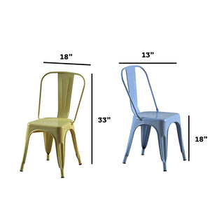 Sunvega Modern High Gloss Yellow and Blue Metal Dining Chairs Set of 2