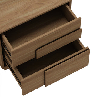 Sunvega Modern Whitewashed Oak Nightstand with Two Push Open Drawers for Bedroom