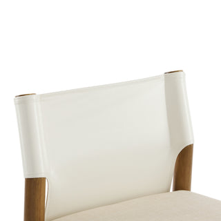 Sunvega Modern Solid Wood Bar Stool with Neutral Tone and Contoured Cushion for Kitchen Island