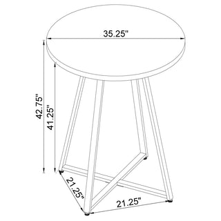 Sunvega Brown Oak Round 35-inch Pub Height Bistro Bar Table with Flared Geometric Base