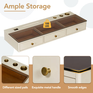 Sunvega Multifunctional Floating Vanity Table with Drawers for Bedroom and Bathroom