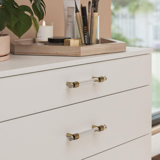 Sunvega Modern Glam Dresser with Clear Acrylic Rod Handles and Gold Accents