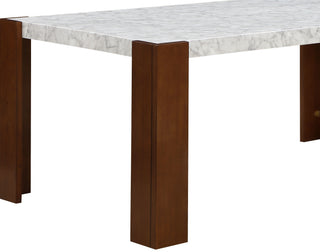 Sunvega Contemporary Dining Table with Engineered Stone Top and Walnut Finish