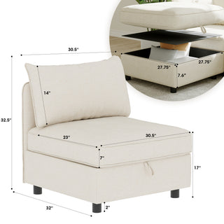Sunvega Modular Sectional Sofa Seat With Storage and Convertible Sleeper Function