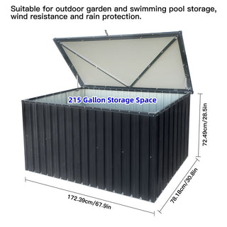 Sunvega Outdoor Metal Storage Box with Wood Texture and Spacious 161-Gallon Capacity
