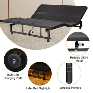 Sunvega Adjustable Queen Bed Frame with Wireless Remote Head Foot Incline USB Ports