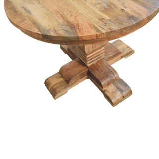 Sunvega Solid Wood Valentina Round Dining Table with Sculpted Pedestal Base