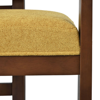 Sunvega Upholstered Rubberwood Dining Chairs with Natural-Grain Look in Yellow