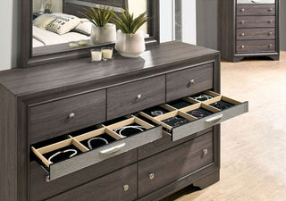 Sunvega Modern Black Nightstand with Hidden Jewelry Drawer and Nickel Knob