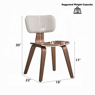 Sunvega Modern Walnut Finish Curved Ergonomic Solid Wood Dining Chairs Set of 2