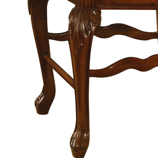Sunvega Traditional Beige Upholstered Counter Height Stools with Cherry Wood Legs