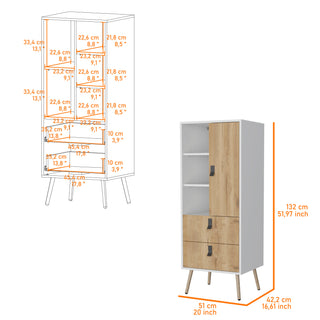 Sunvega Modern Tall Dresser with Two Drawers and Ample Door Storage