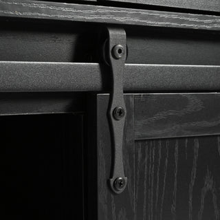 Sunvega Farmhouse Kitchen Island with Power Outlet Sliding Barn Doors and Drop Leaf