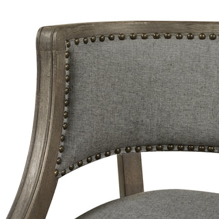 Sunvega Farmhouse Counter Height Bar Stool with Backrest in Heathered Grey Linen