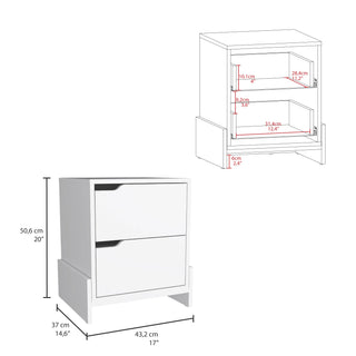 Sunvega Modern Nightstand with Two Spacious Drawers and Sleek Base