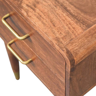 Sunvega Astor Solid Mango Wood Mid-Century Modern 2-Drawer Nightstand