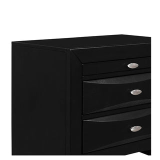 Sunvega Lucille Black Nightstand with Spacious Drawers and Chambered Fronts