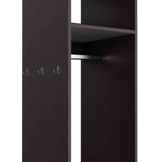 Sunvega Freestanding Wardrobe with Mirror, Shelves, Hanging Rod and Casters for Bedroom