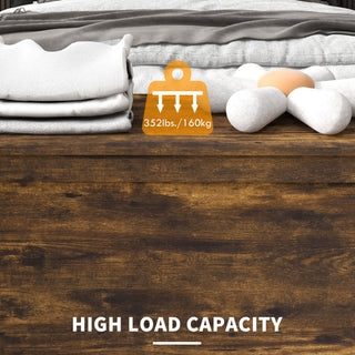 Sunvega Rustic Brown Wooden Storage Chest with Safety Hinges and Side Handles