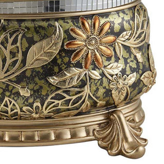 Sunvega 9 Inch Chrysanthemum Resin Jewelry Box with Filigree Base and Knob Lid