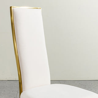 Sunvega Modern High Back PU Dining Chairs Set of 2 with Gold Stainless Steel Frame