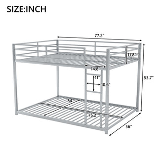 Sunvega Full over Full Metal Bunk Bed with Ladder and Guardrail for Bedroom