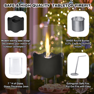 Sunvega Rectangle Tabletop Bio Ethanol Fireplace Burner Heater with Tempered Glass