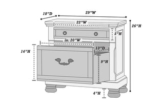 Sunvega Cherry Finish Nightstand with Drawers for Bedroom Storage Space