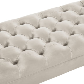 Sunvega Upholstered Tufted Velvet Bench with Wooden Legs for Bedroom or Living Room