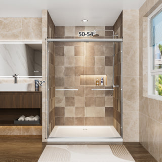 Sunvega 56-60" W x 72" H Matte Black Aluminum Frame Double Sliding Shower Door