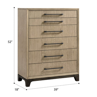 Sunvega Caramel and Cocoa 6-Drawer Chest with Metal Glides for Bedroom Storage