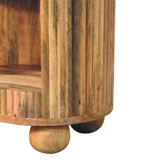 Sunvega Solid Mango Wood Bedside Table with Drawer and Open Shelf