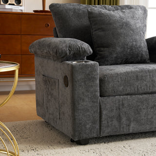 Sunvega Ergonomic Oversized Chair with Ottoman Firm Support Chenille Sofa