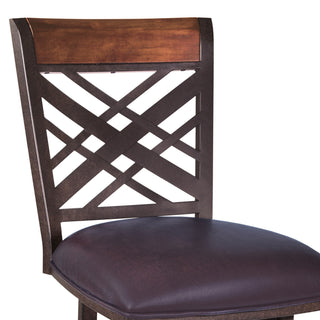 Sunvega Mivara 30 inch Barstool with Brown PU Upholstery and Stainless Steel Base