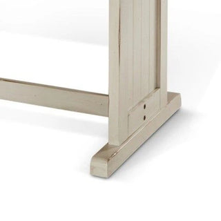 Sunvega Mahogany and Mindi Wood Rectangular Plank Top Dining Table with Off White Trestle Base