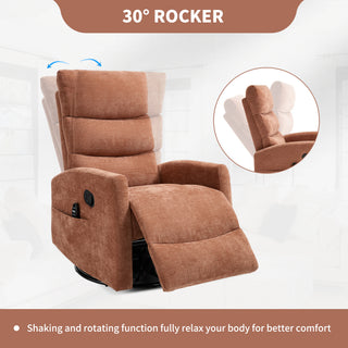 Sunvega Fabric Heat Massage Manual Recliner Chair with Rocker and Swivel for Living Room