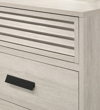 Sunvega Contemporary Louvered Design Nightstand with Two Drawers and Finger Pull Hardware