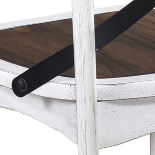 Sunvega Rustic Farmhouse Dining Chairs with Solid Wood Frame and Metal X-Back Design