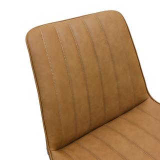 Sunvega Brown PU Leather Dining Chairs with Metal Legs and Wave Pattern Upholstery