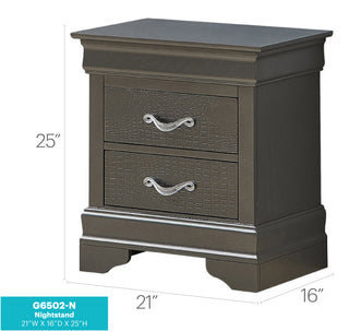 Sunvega Silver Champagne Nightstand with Two Spacious Drawers for Bedroom