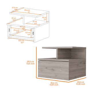 Sunvega Floating Nightstand with 2-Tier Shelf and Spacious Drawer for Easy Storage