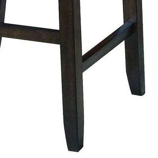 Sunvega Espresso Finish and Black Faux Leather Counter Height Chairs with Ladder Back