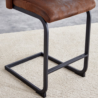Sunvega Modern Brown Suede Cushion Chairs with Black Metal Legs for Dining Room